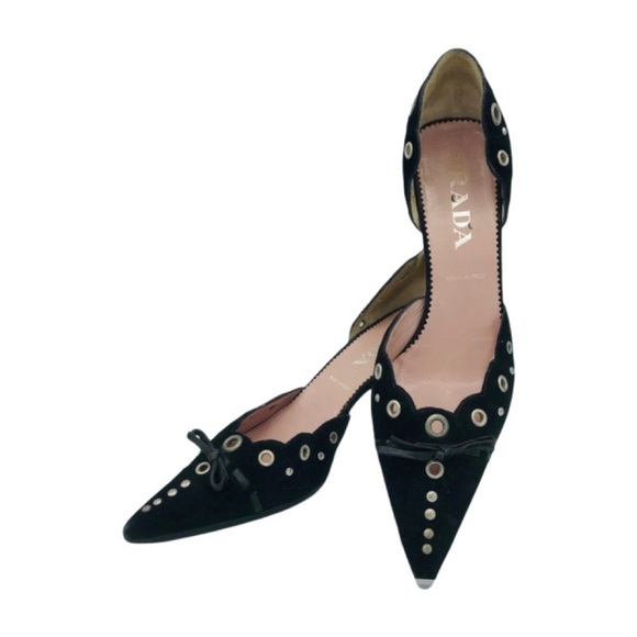 Prada Shoes - PRADA SUEDE D’ORSAY KITTEN HEEL PUMP